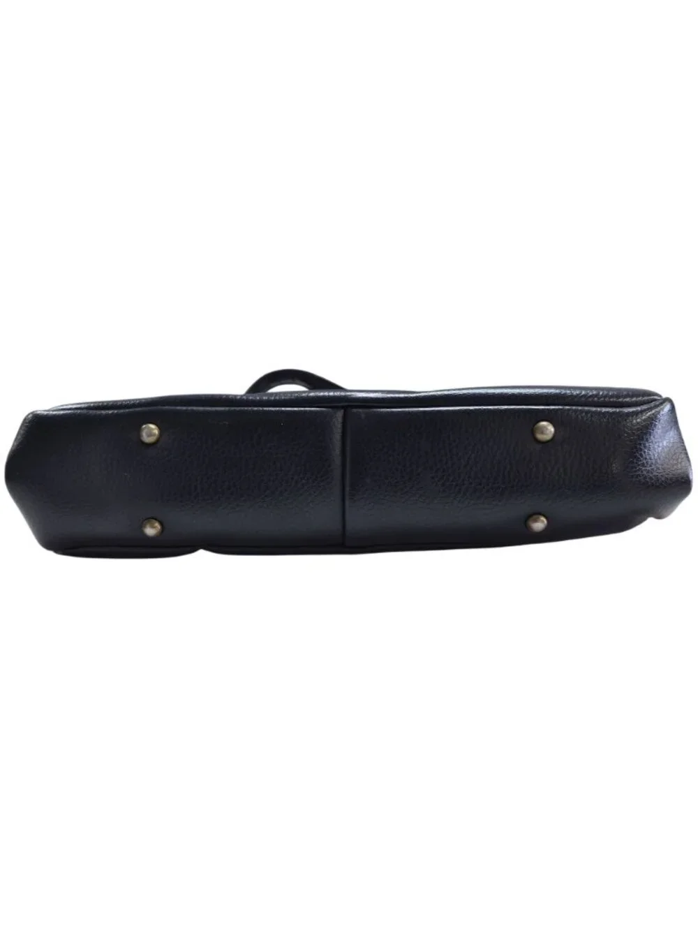 Vintage Navy Blue Leather Handbag Gold Hardware Top Handles & Beige Interior - Picture 2 of 16